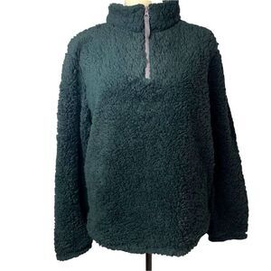 Sincerely Jules Black Fuzzy 3/4 Zip Pullover Sweater NWOT Size M Cozy Soft